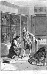 Abt Lazzaro Spallanzani (1729-99) untersucht die Physiologie der Verdauung bei Vögeln, Illustration aus 